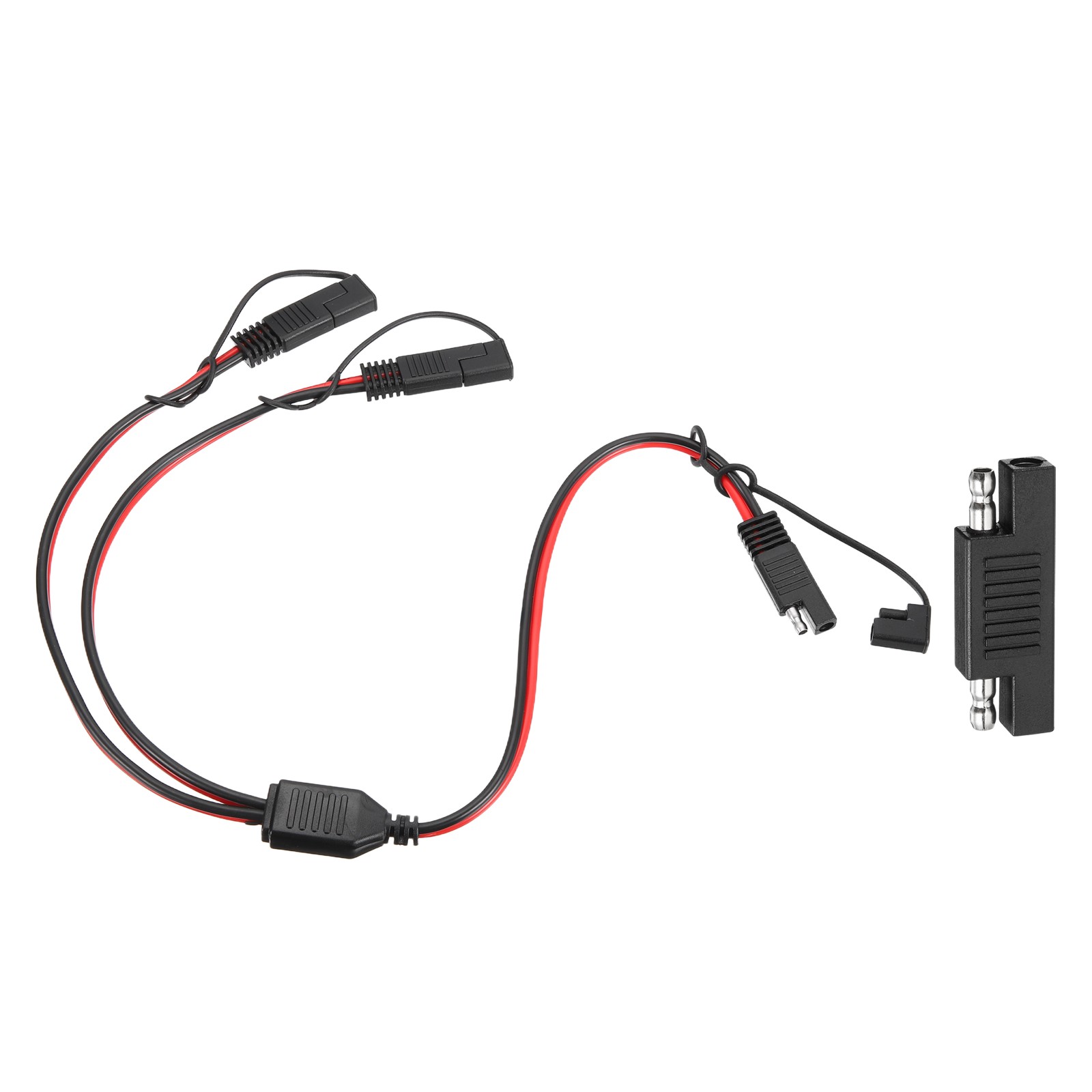 14AWG SAE Y Splitter 1 to 2 Cable 1.8 ft with Caps & Polarity Reverse Adapter