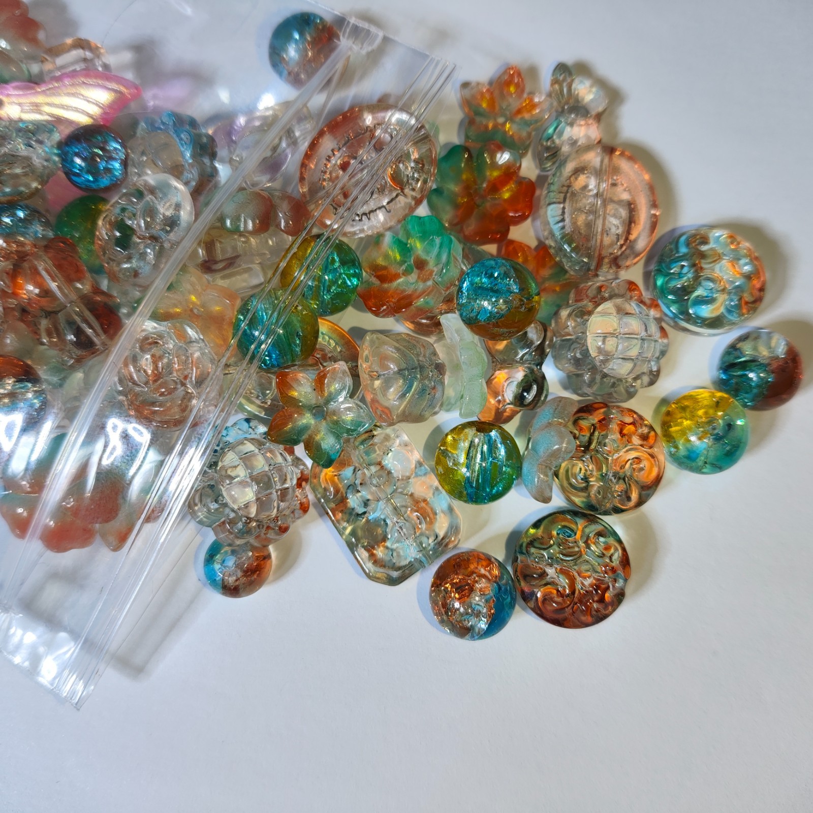 Handmade Mixed Glass Beads Iridescent Colors Jewelry Making Craft Lot