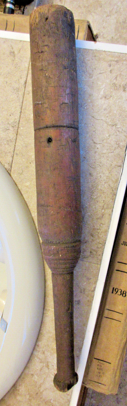 Primative Wooden Tool With Handle Animal or Crops? 28 inches Flailing