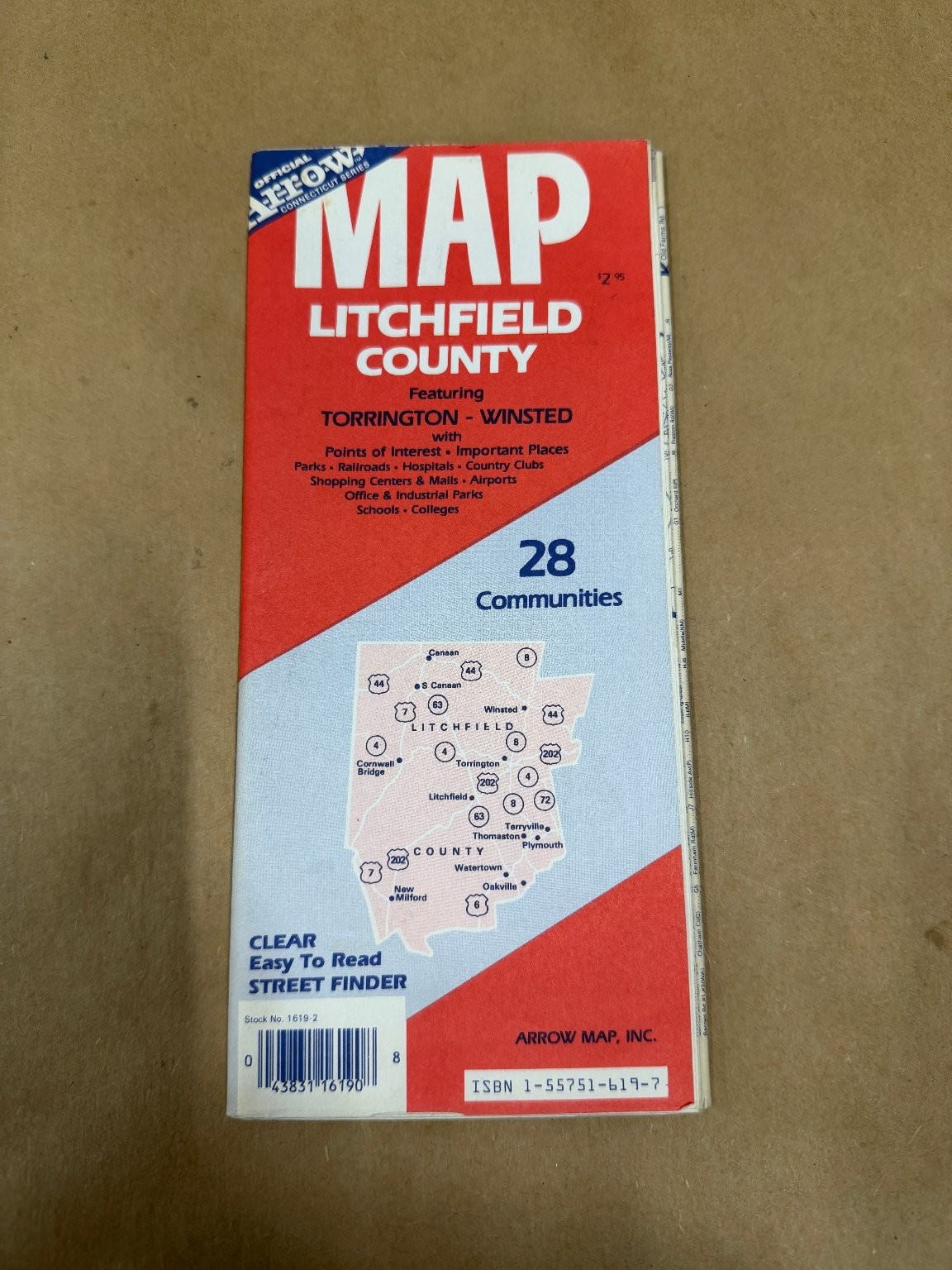 Vintage Arrow Map Litchfield County CT Torrington Winsted Street Finder ISBN