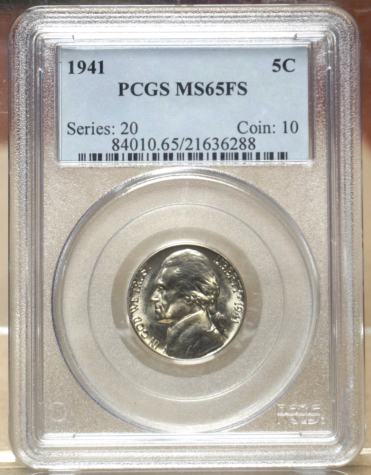1941 JEFFERSON NICKEL PCGS MS65FS FULL STEPS 636288