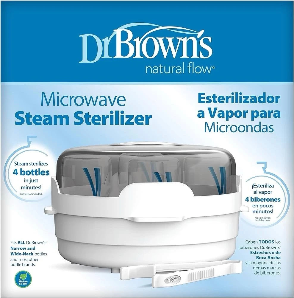 Dr. Brown's Microwave Steam Sterilizer, Quickly Sterilize Baby Bottles,Pacifiers