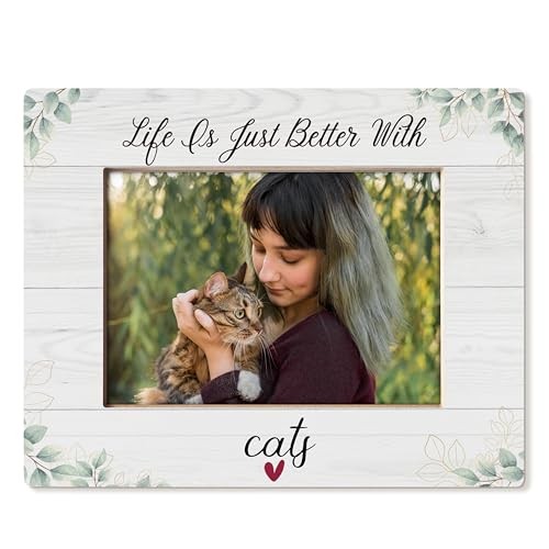 Cat Picture Frame 5x7, Cat Mom Lady Lovers Owner Gifts, Pet Lover Gifts, Life 
