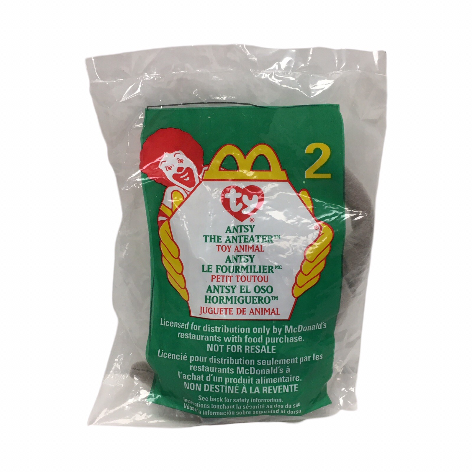 1999 McDonalds Ty Teenie Beanie Babies Happy Meal Toy #2 Antsy The Anteater NIP