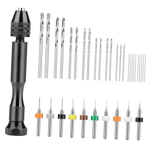 36 Pieces Hand Drill Set, Pin Vise Hand Drill with 10PCS PCB Mini Drill Bits 