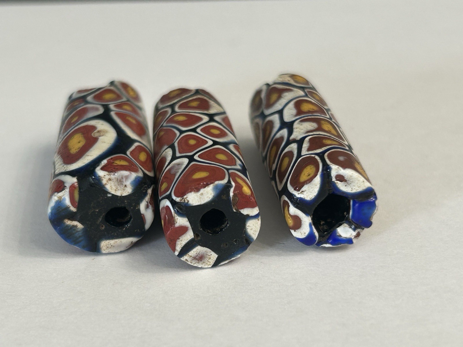 Venetian Millefiori African Trade Beads Blue Glass Mosaic