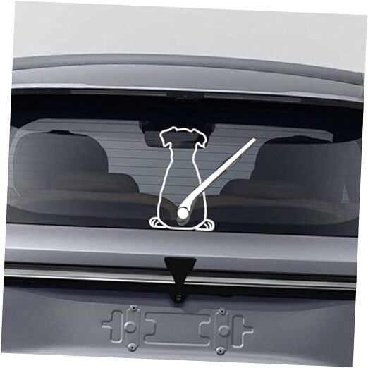 Cute Dog Rear Windshield Wiper Sticker, White Waterproof Vinyl Decal Style B