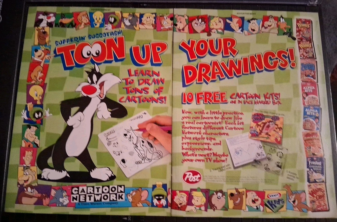 Cartoon Network Post Cereal Kits Vintage Print Ad 1998 16x11