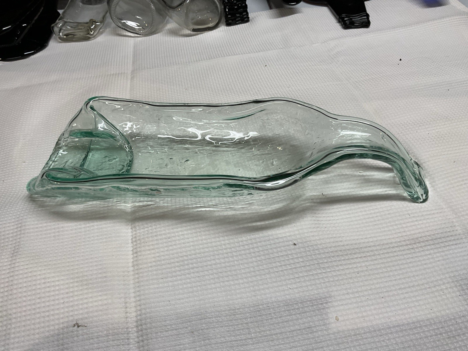 Slumped Wine Bottle Clear Colored- Style Goose Neck