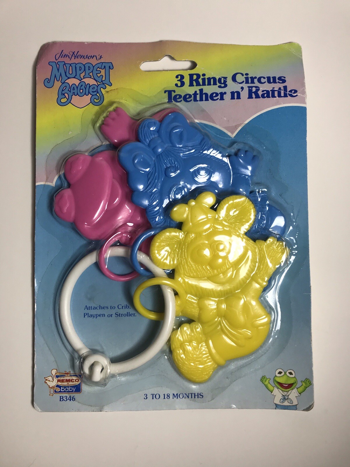 VTG Jim Henson's MUPPET BABIES 3 Ring Circus Teether and Rattle Remco B346