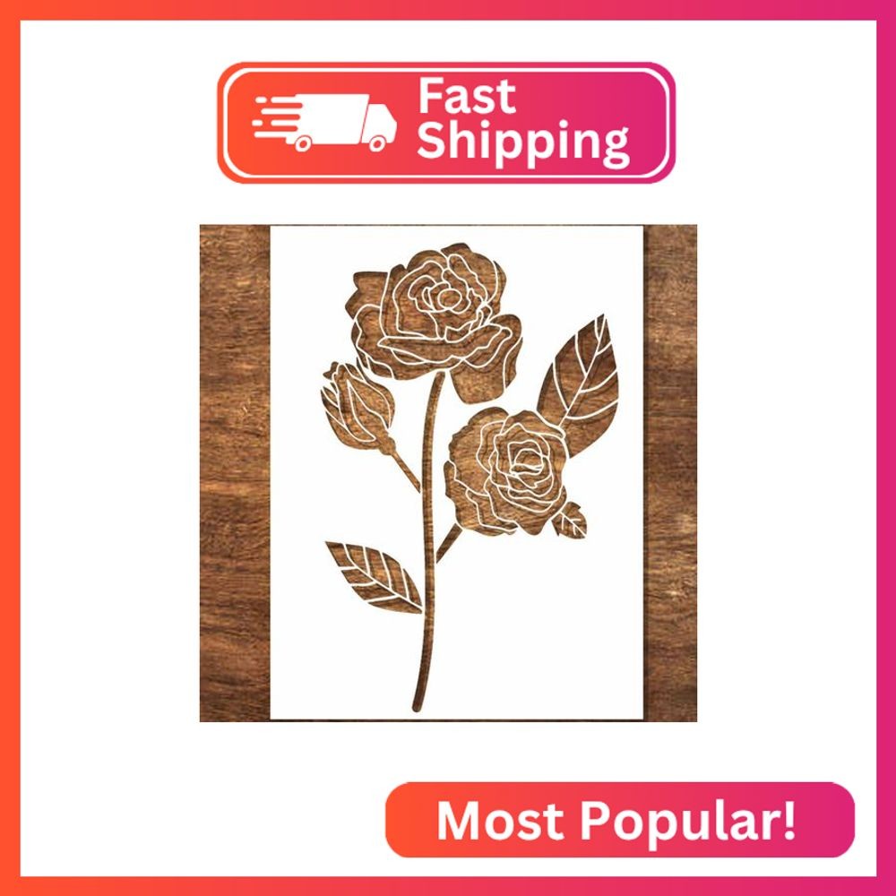 Large Rose Stencil - Flower Stencils for Painting on Wood, Canvas, Paper, Fabric