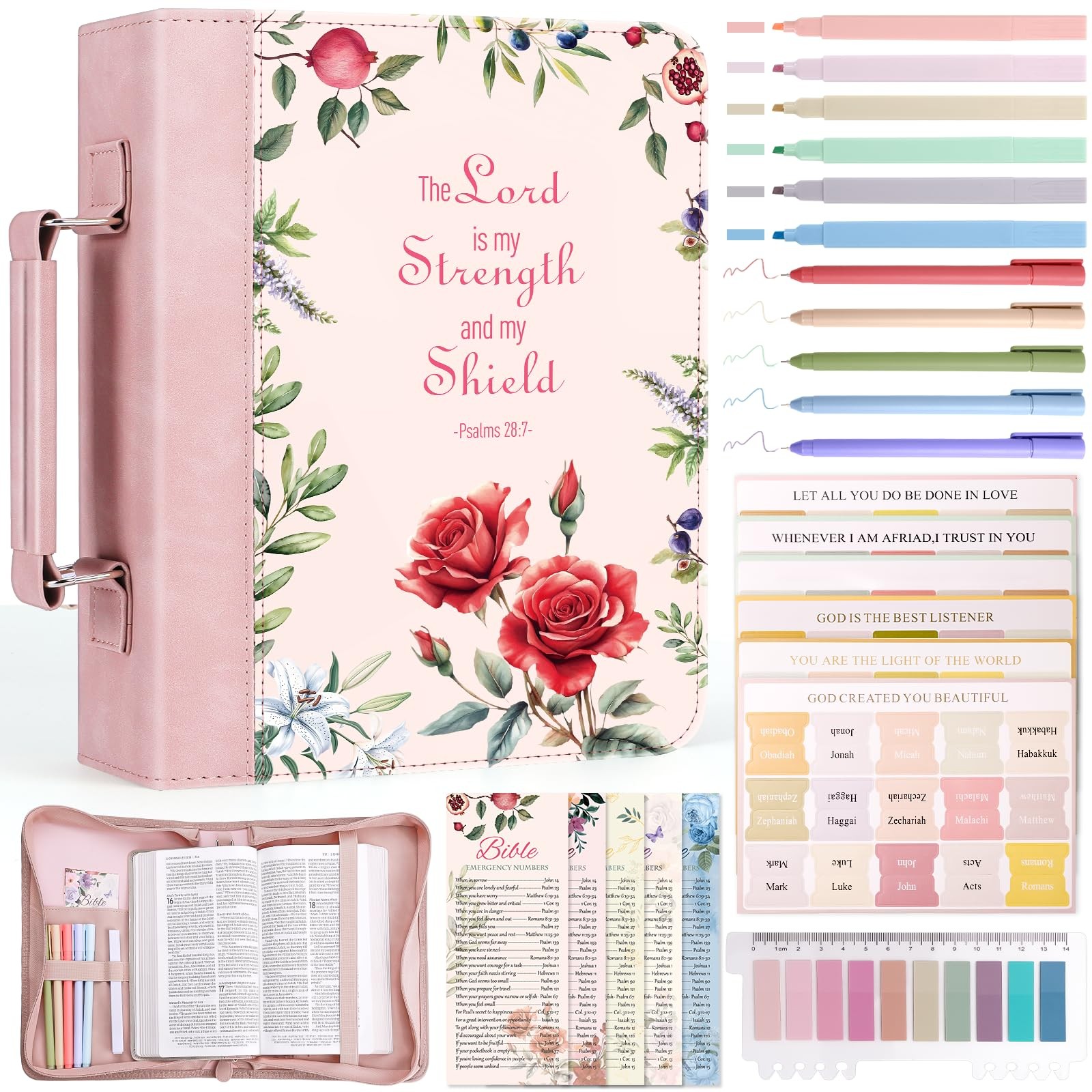 Bible Cover Case for Women, Leather Bible Bags with Study Supplies Large Book...