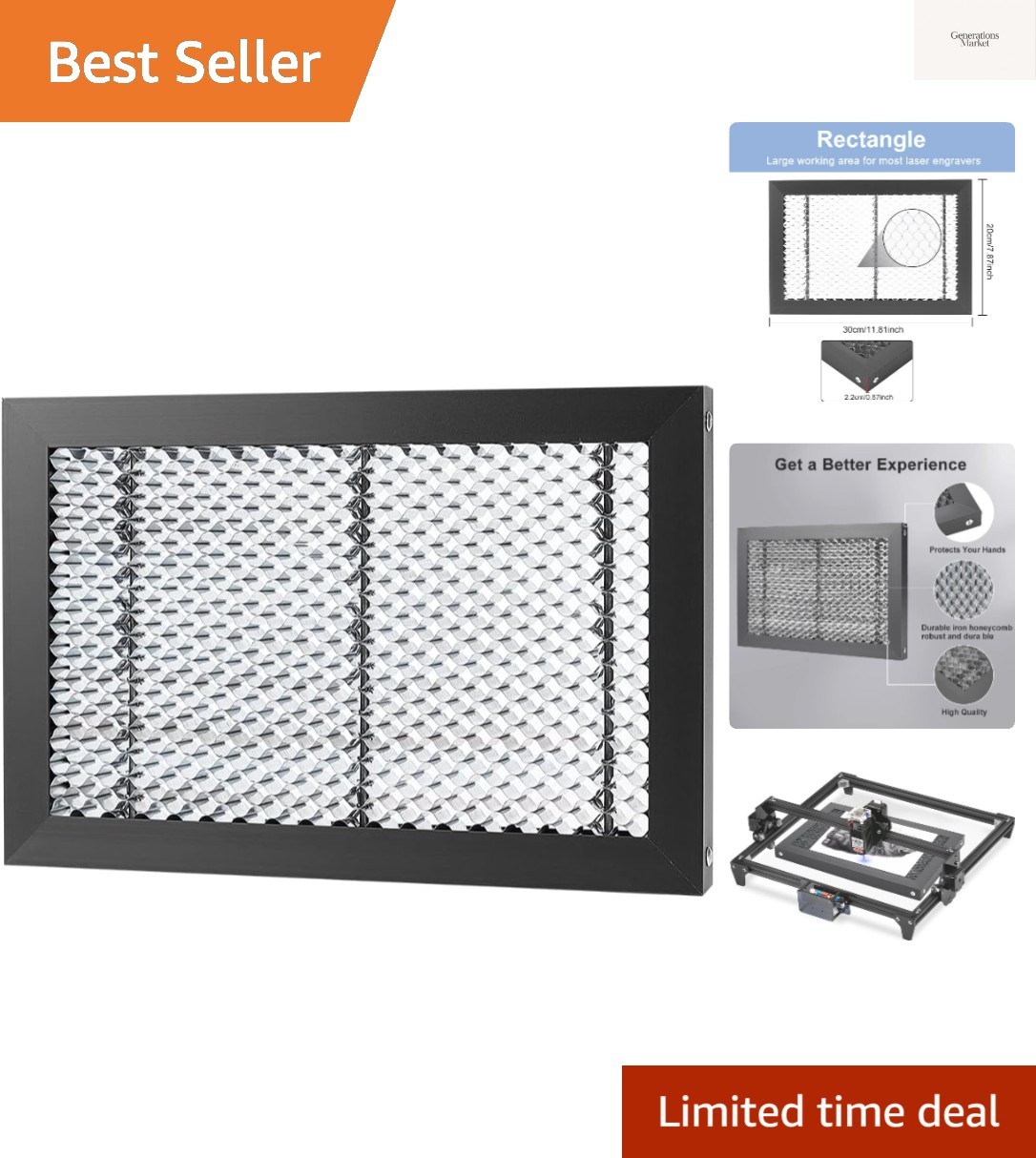 Honeycomb Working Table, 11.8x7.8x0.8inch Iron Laser Engraver Accessories for...