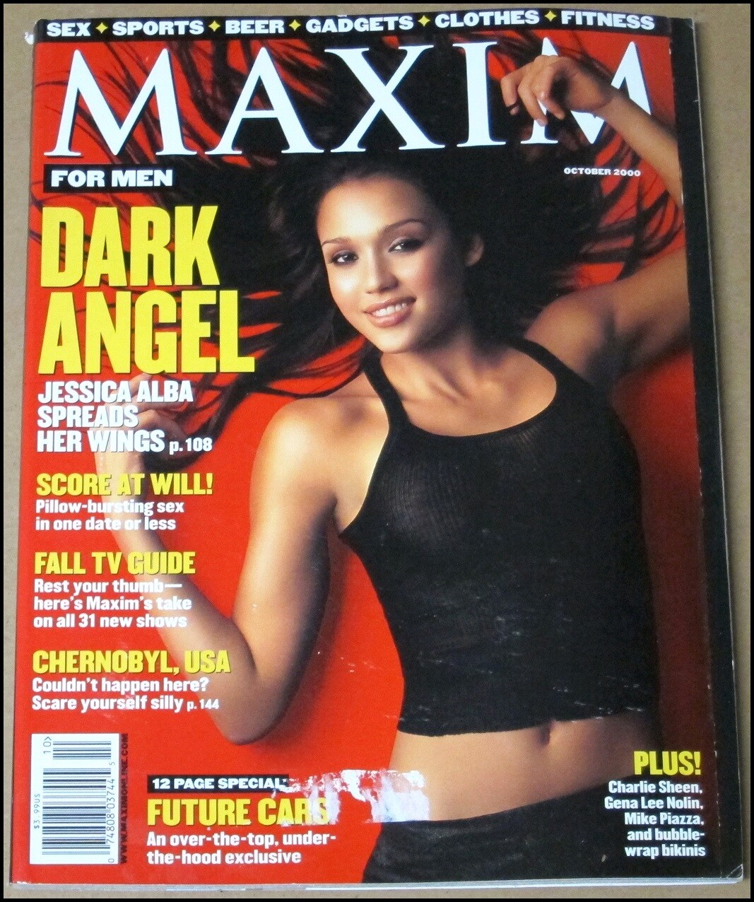 Oct 2000 Maxim Magazine Jessica Alba Dark Angel Charlie Sheen Mike Piazza Mets