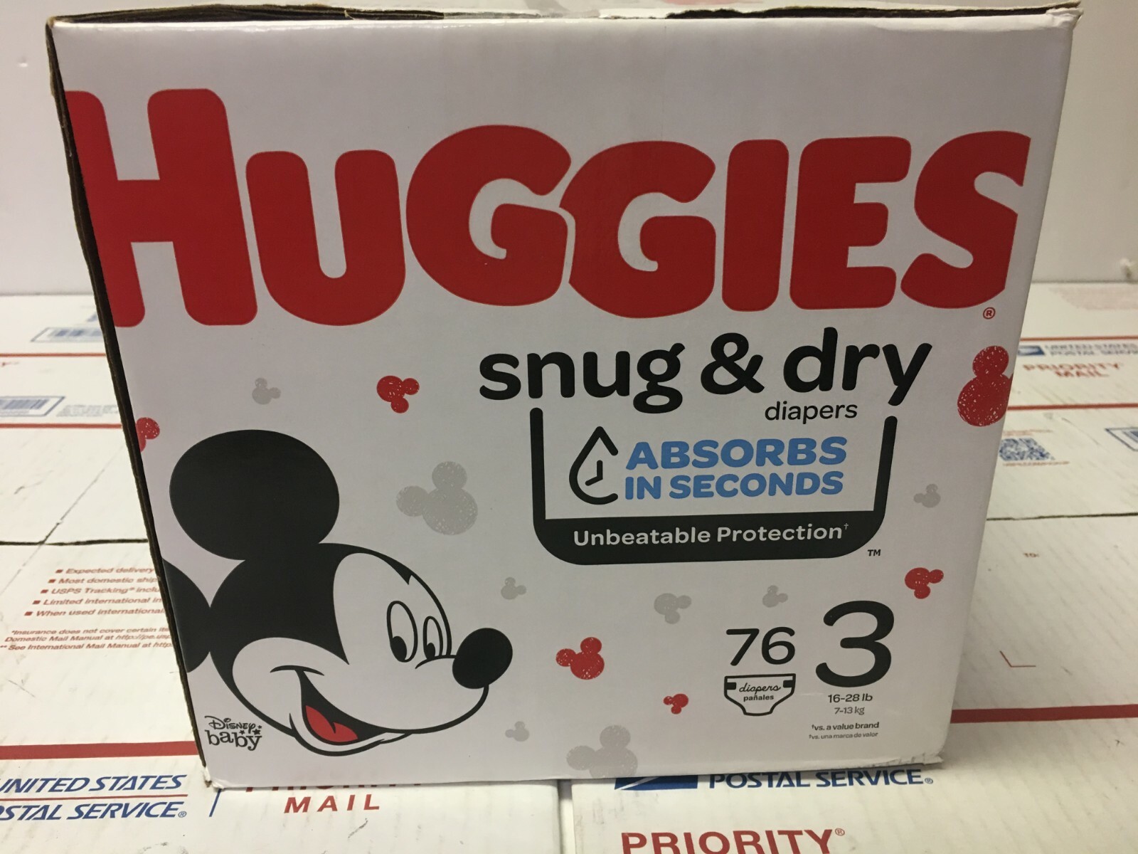 Huggies Mickey Mouse Snug & Dry Diapers, Size 3, 16 lbs to 28 lbs, 76 count