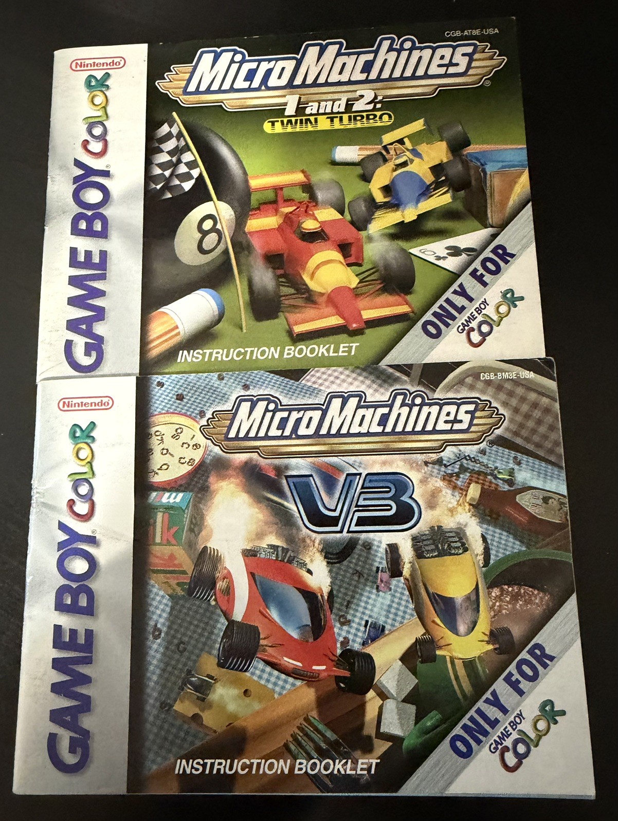 Micro Machines 1 and 2  /  V3 (Nintendo Gameboy Color) Authentic Manuals bundle