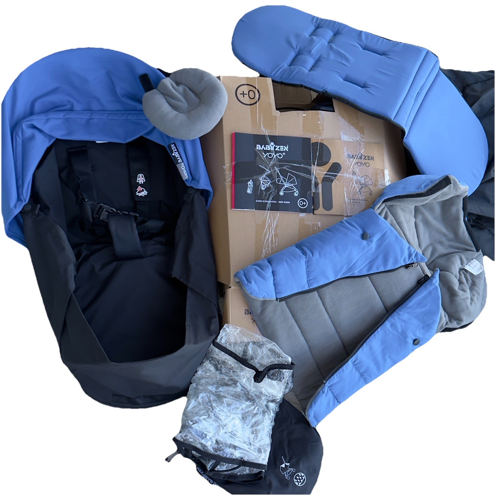 NEW LE Neiman Marcus Blue Babyzen YOYO+ Newborn Pack O+ Stroller Bassinet Canopy