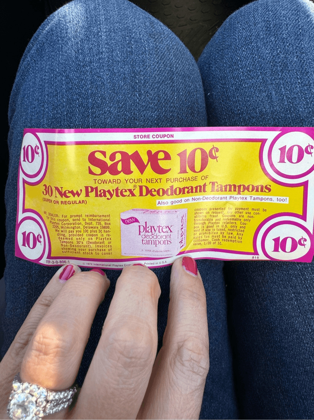 Vintage 1972 playtex deodorant tampon coupon