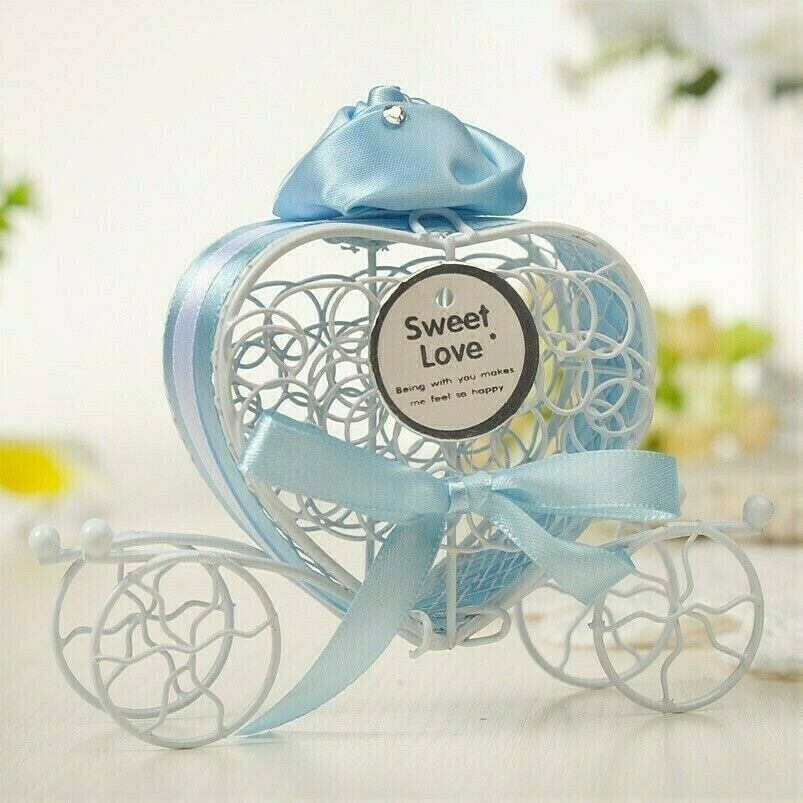 5 X Iron Wire Hollow Candy Jars Carriage Shape Wedding Sweet Lace Up Boxes Kit