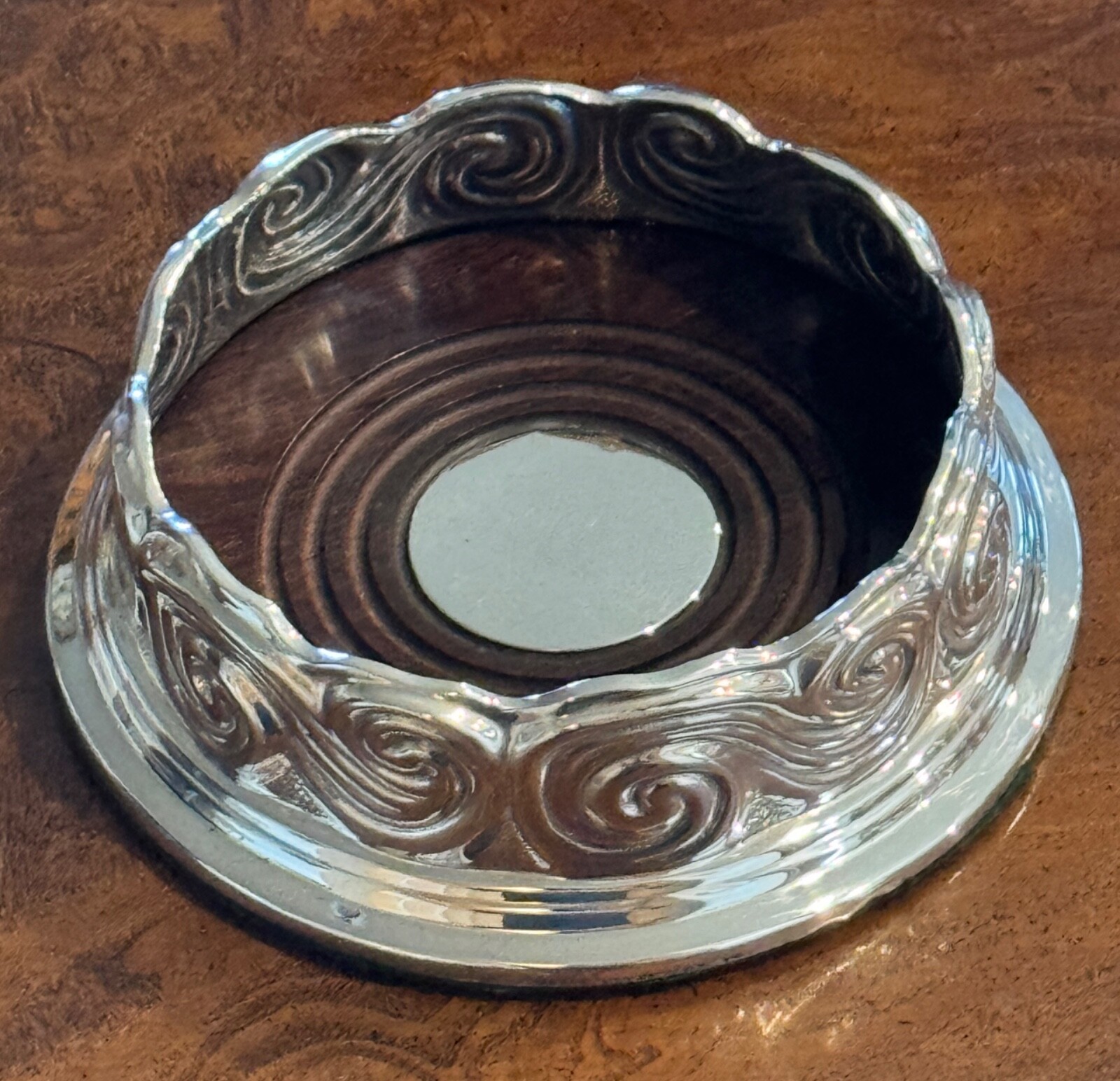 Tiffany & Co. Louis Comfort  Scroll Wine  Bottle Coaster  Sterling Silver