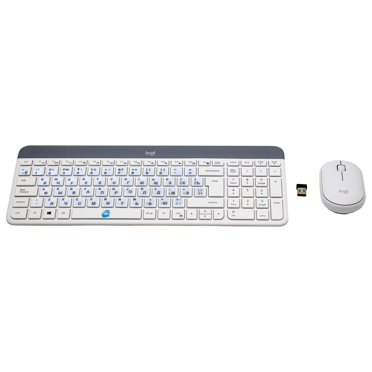 LOGITECH MK470 WIRELESS MOUSE AND KEYBOARD KIT + STICKERS RUSSIAN LAYOUT WHITE