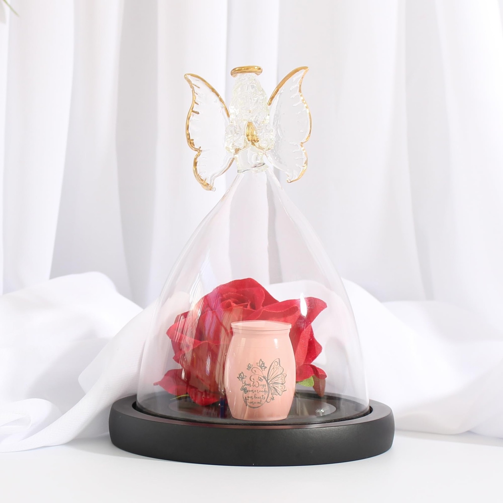 Butterfly Mini Urn,Small urns for Human Ashes Keepsake,Glass Angel Figurine w...