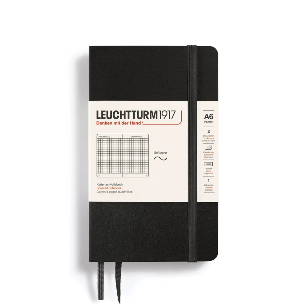Leuchtturm1917 A6 Pocket Softcover Notebook Blank 80g Paper Elastic Closure