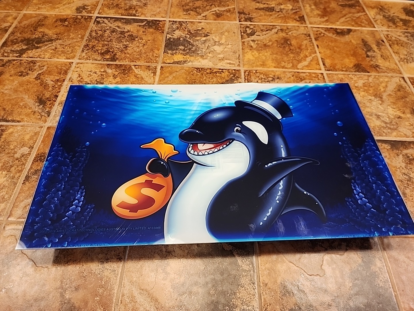 Aristocrat Casino Slot Machine Topper WHALES OF CASH Plastic Plexiglass Insert