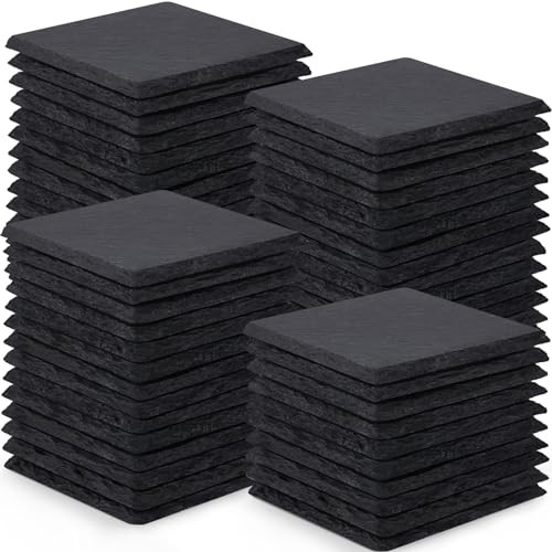 Slate Drink Coasters,  4 Inch Black Coasters Stone Coaster Set, Laser 60 Pieces