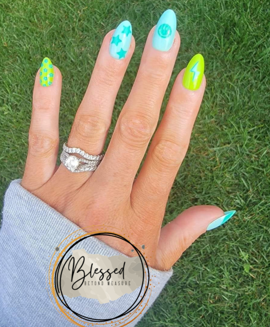 Red Aspen Press On Nails~​Forever Besties, Marceline~Medium Almond