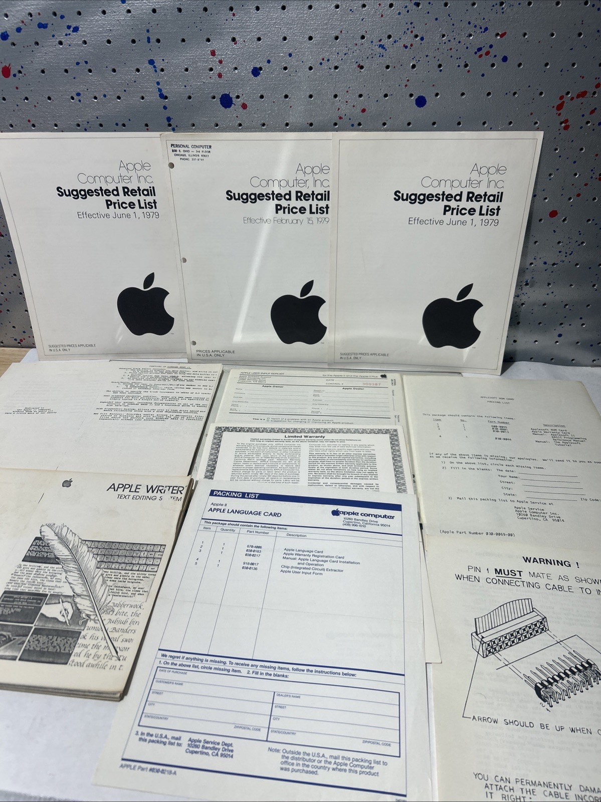 Apple Computer 1979 Retail Price List Language Card Warranty Input Report Ect