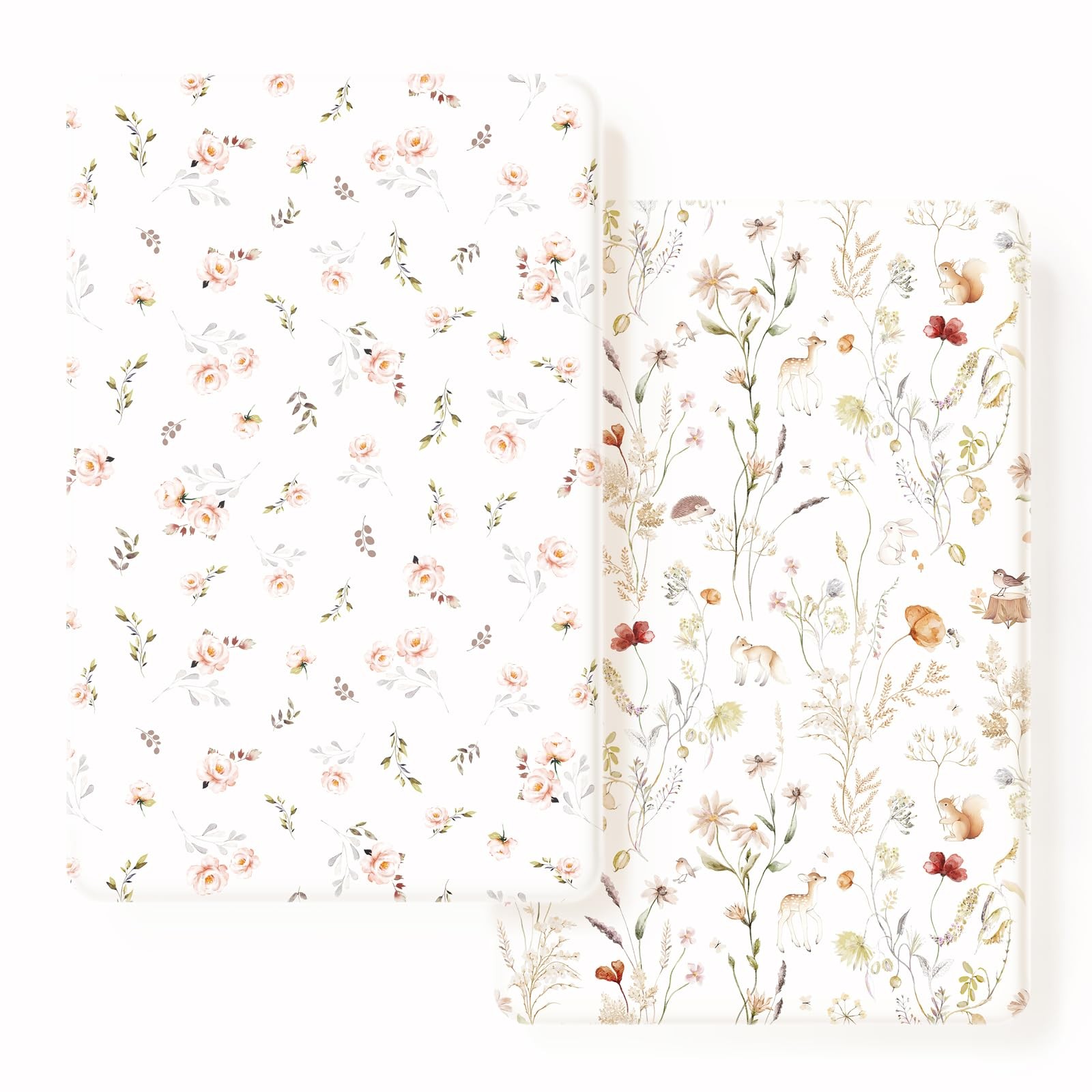 Pink Floral Animal Jersey Knit Pack Play Mini Crib Sheets Fits Playpen 2 PCS