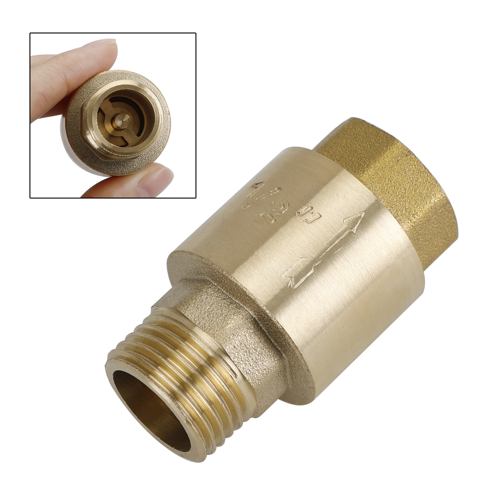 Brass Check Valve G1/2 51x30mm Male/Female Thread Non-Return Backflow Prevention