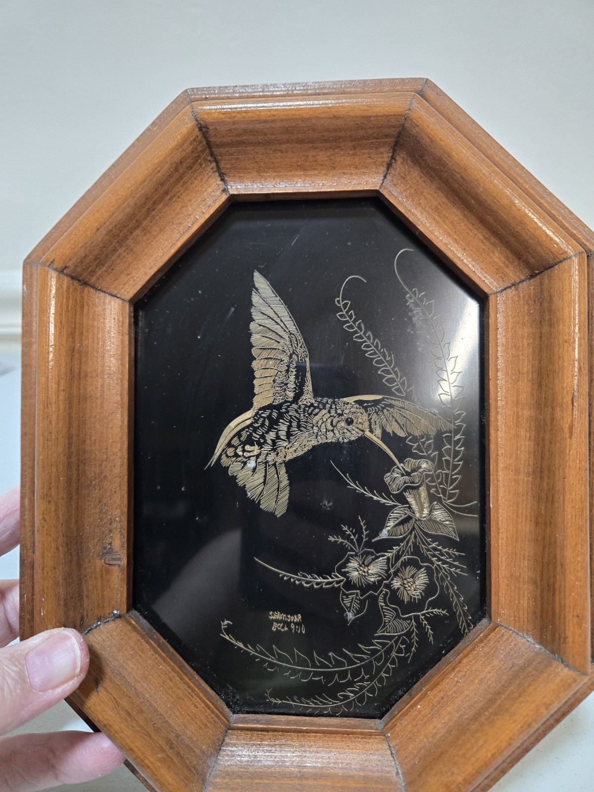 Les Seamster 1970's  Framed Hummingbird Etching