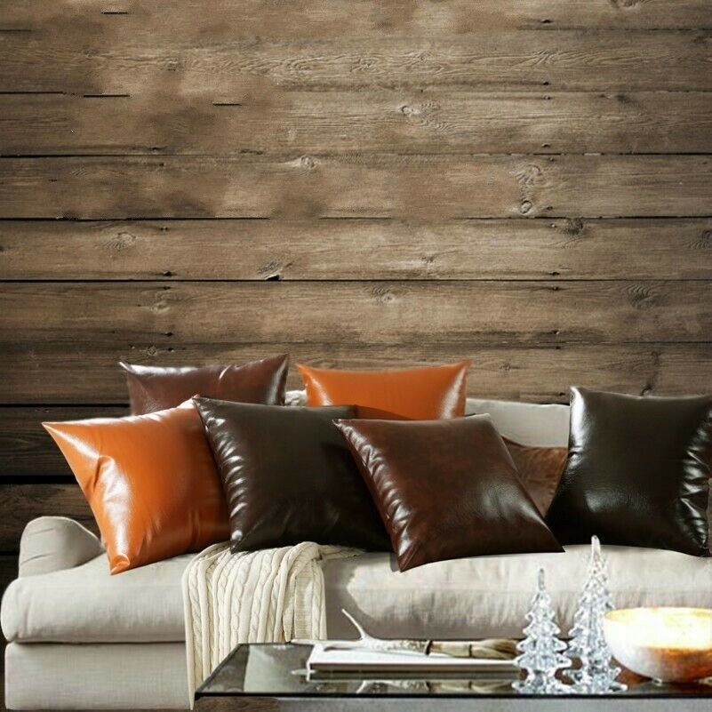 Throw Pillow Case Cushion Cover PU Leather Sofa Bed Home Garnish Retro 6 Colour