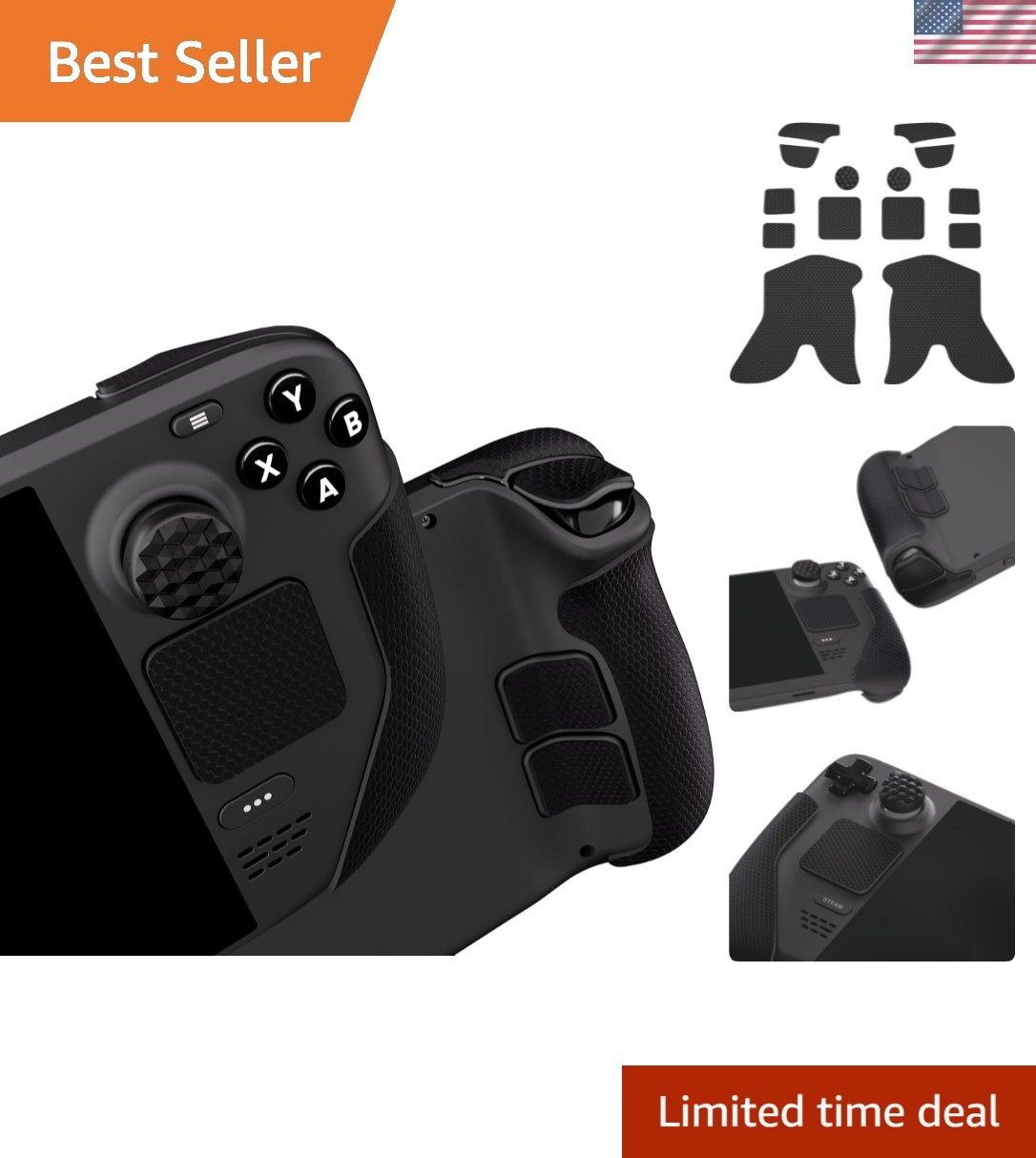 Professional Textured Soft Rubber Pads Handle Grips for Steam Deck LCD & OLED...