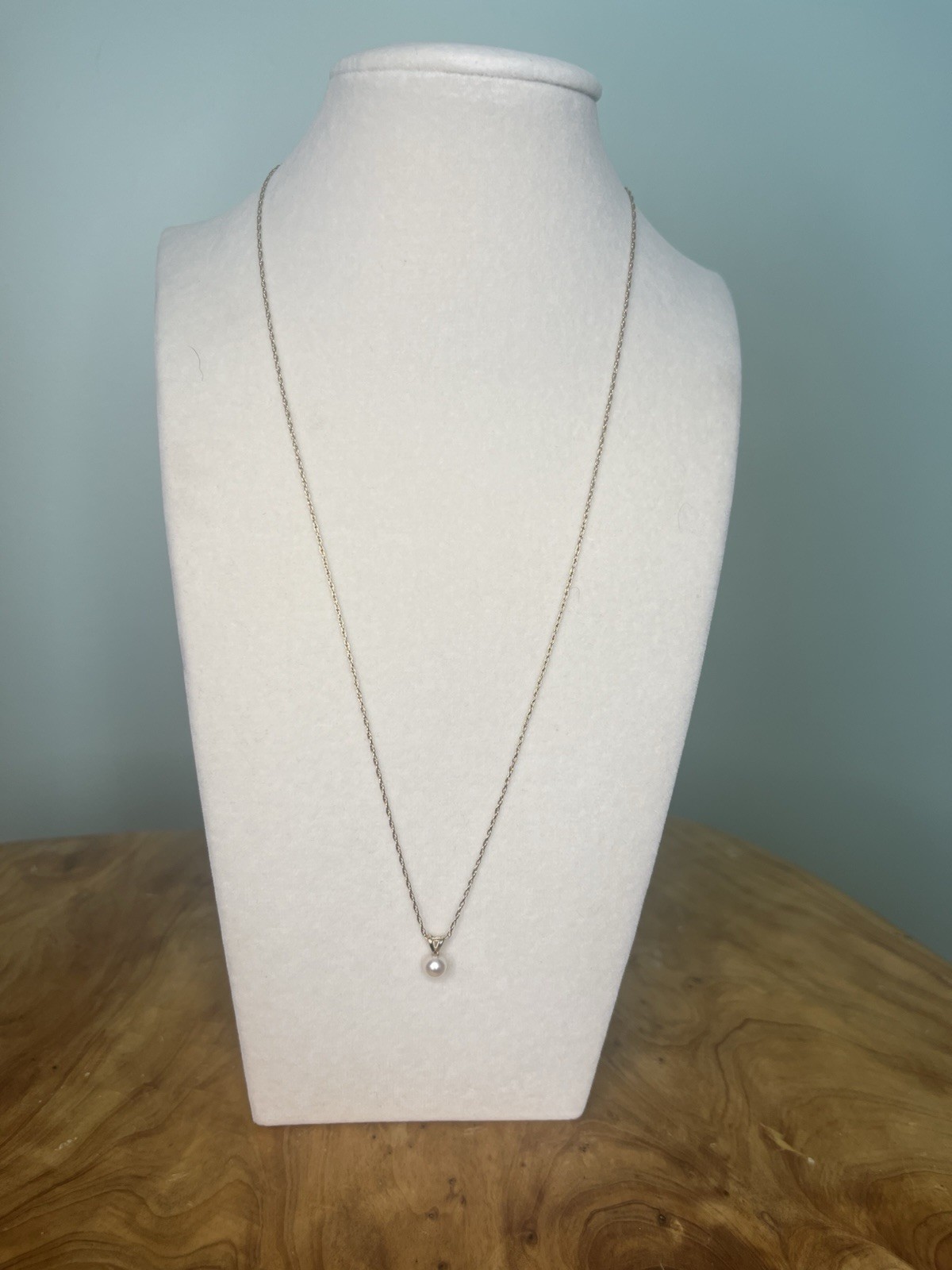 14K Gold Pearl Pendant Necklace 18” Chain XL 14K Marked Fine Jewelry Minimalist