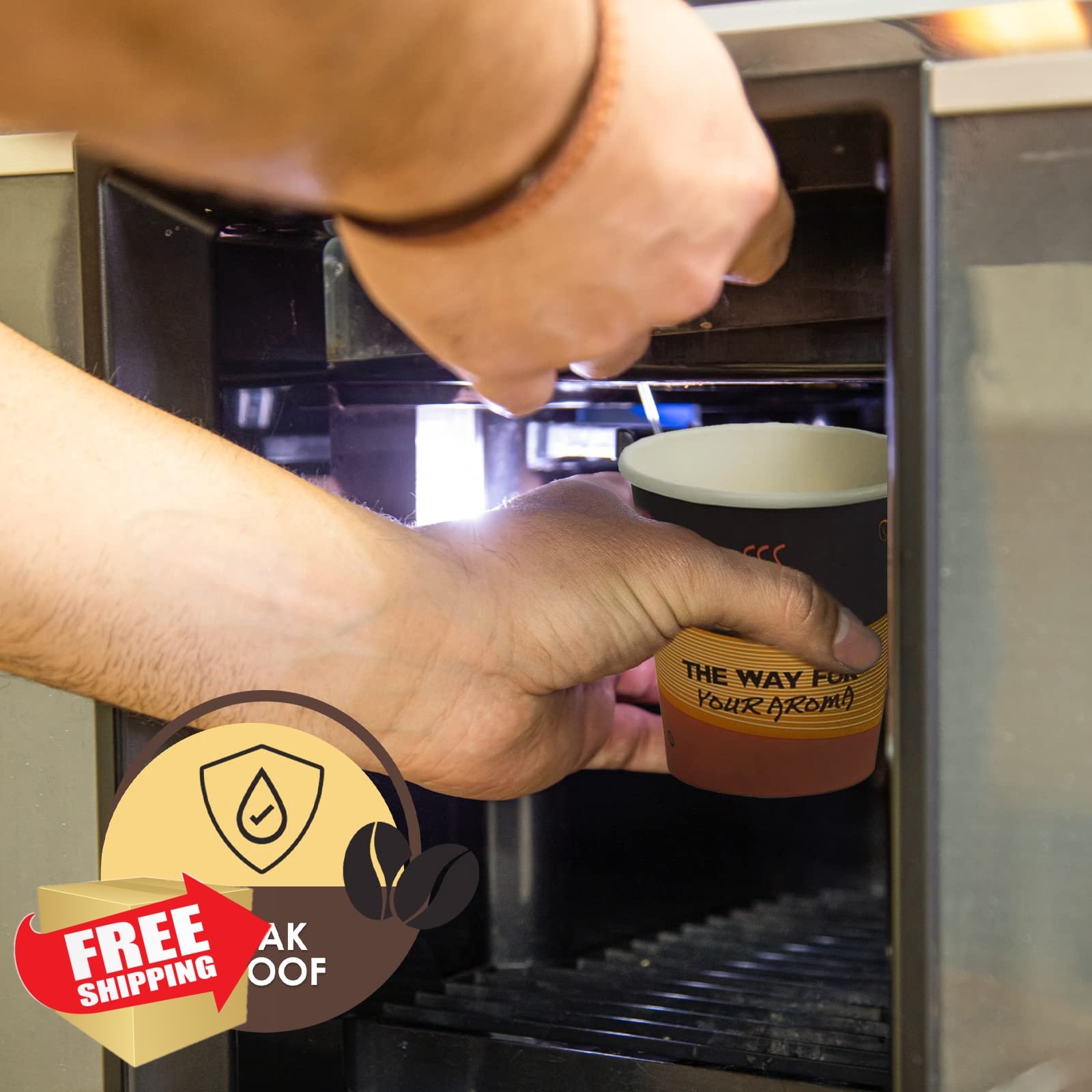 PAMI 10oz Disposable Coffee Cups, 50 Count, Leakproof