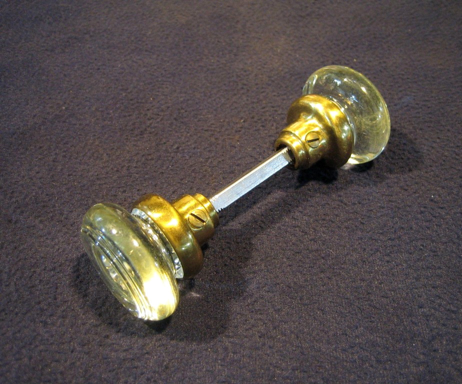 Incredible Pair Antique Victorian Round Crystal Glass Door Knobs early 1900's