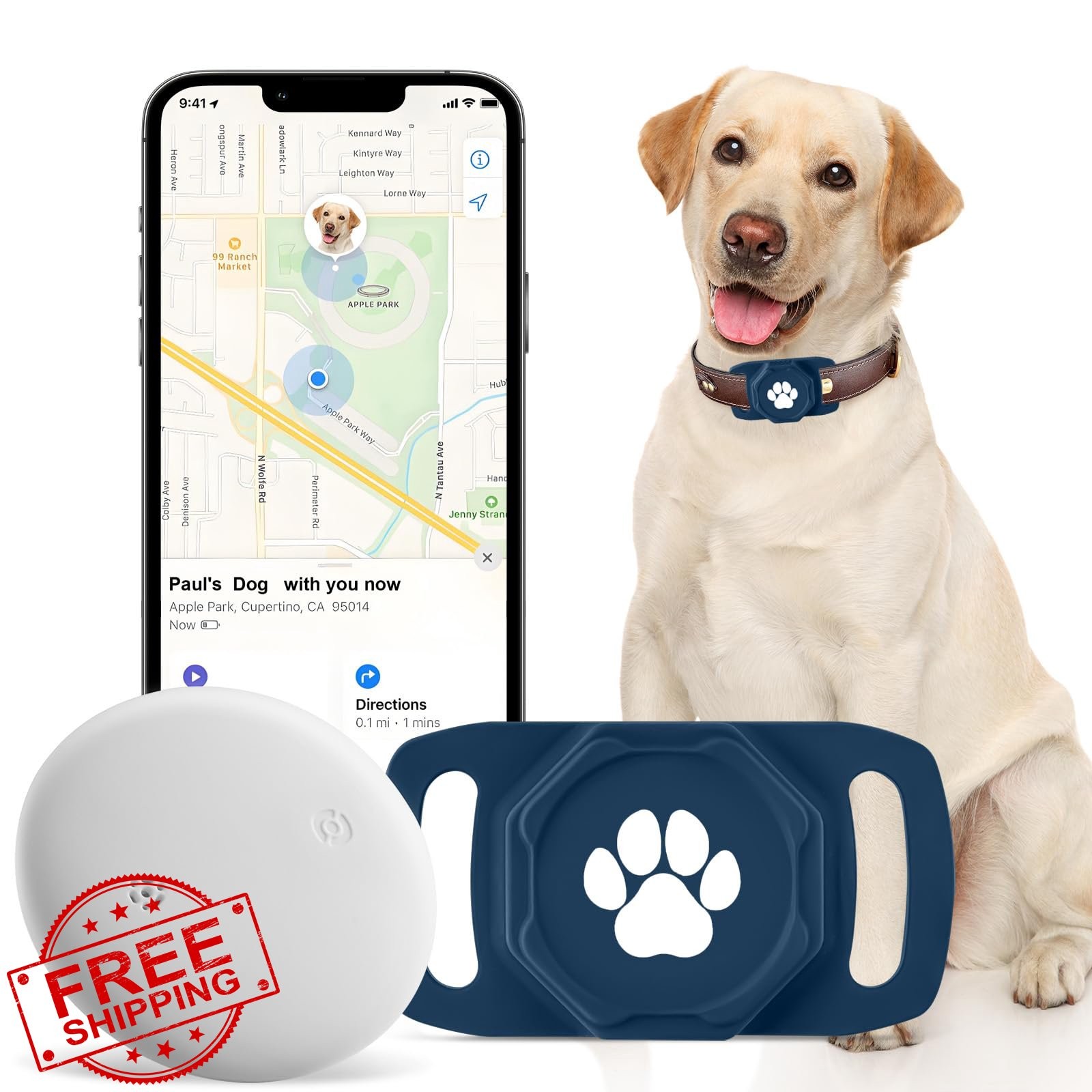 Smart Pet Tracker Collar No Monthly Fee Google Android Only Blue Holder