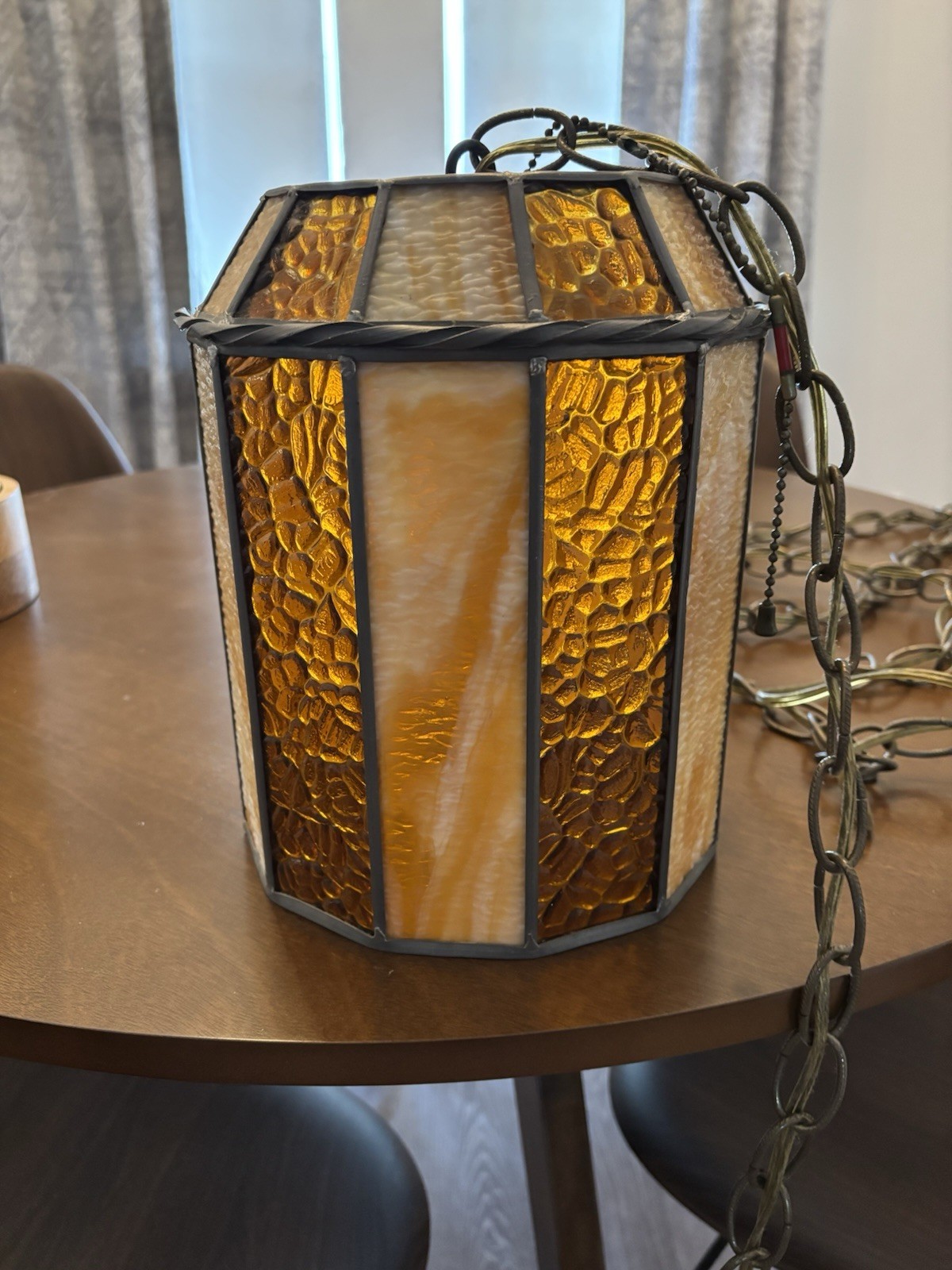 Mid Century Hanging Corded Swag Lamp