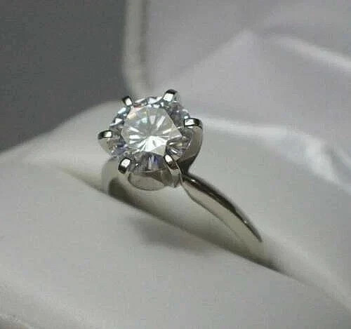 2Ct Round Cut Lab Created Diamond Solitaire Wedding 14K White Gold Finish Ring