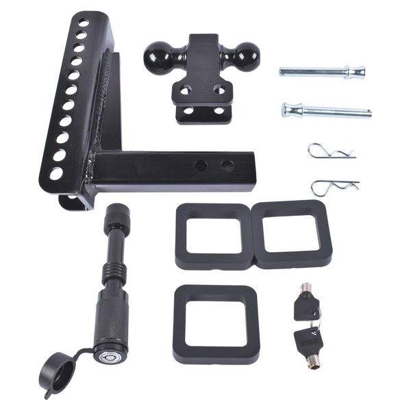 Adjustable Trailer Hitch Fits 2-inch Receiver 2" & 2-5/16" Ball w/Anti-Theft Pin