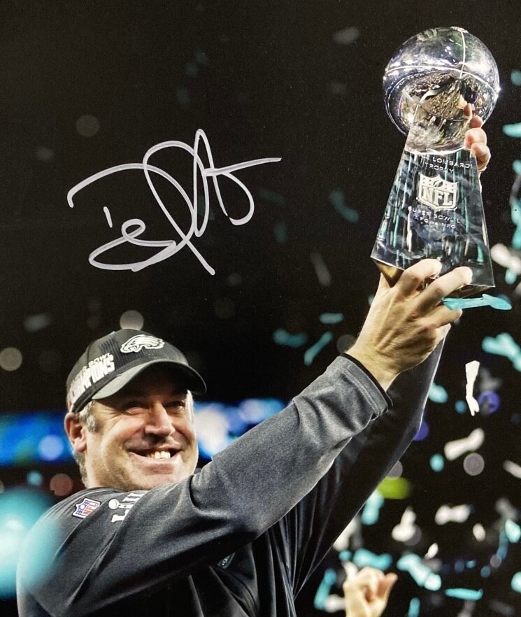 Doug Pederson Trophy Philadelphia Eagles Football Signed RP Reprint 8X10 Photo