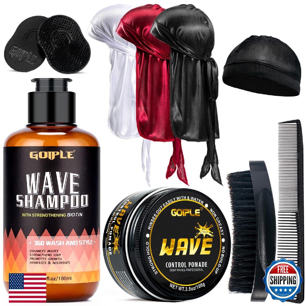 Goiple Waves Pomade-360 Waves Wash Shampoo -Wave Shampoo for Black Men 360 Wave