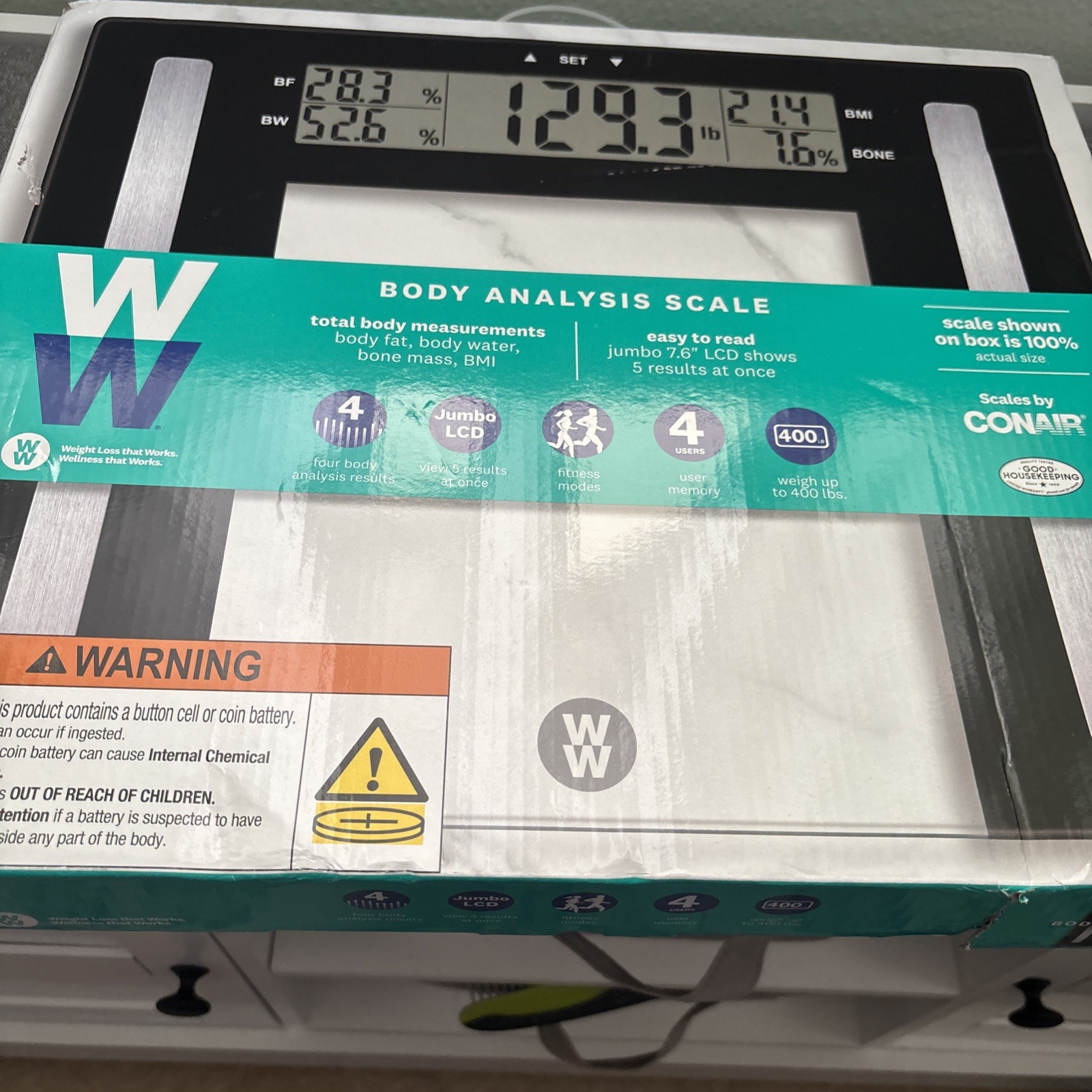 Weight Watchers Digital Scales Body Analysis BMI Glass Scale by ConAir