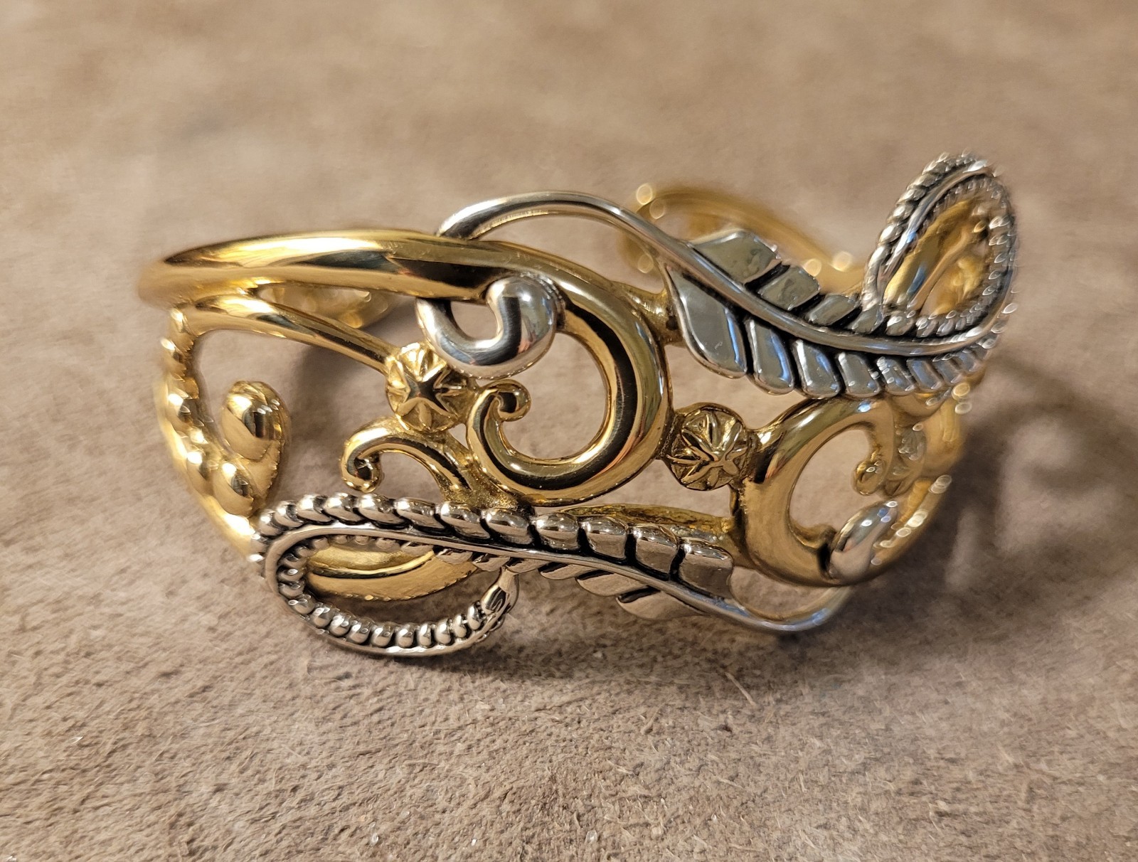 Carolyn Pollack Relios 925 Sterling & gold Tone Cuff Bracelet