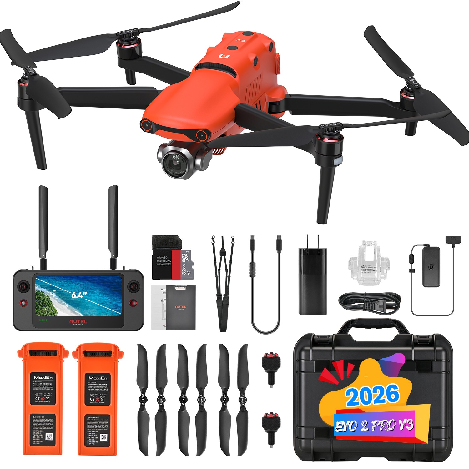 Autel Robotics EVO 2 Pro V3 Rugged Bundle 6K Camera Drone Hard Case Combo