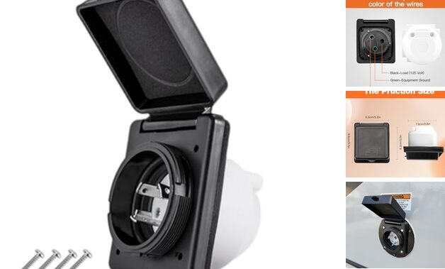 30 AMP Twist Lock RV Shore Power Inlet 125V/120V,RV Shore Power 30 Amp black
