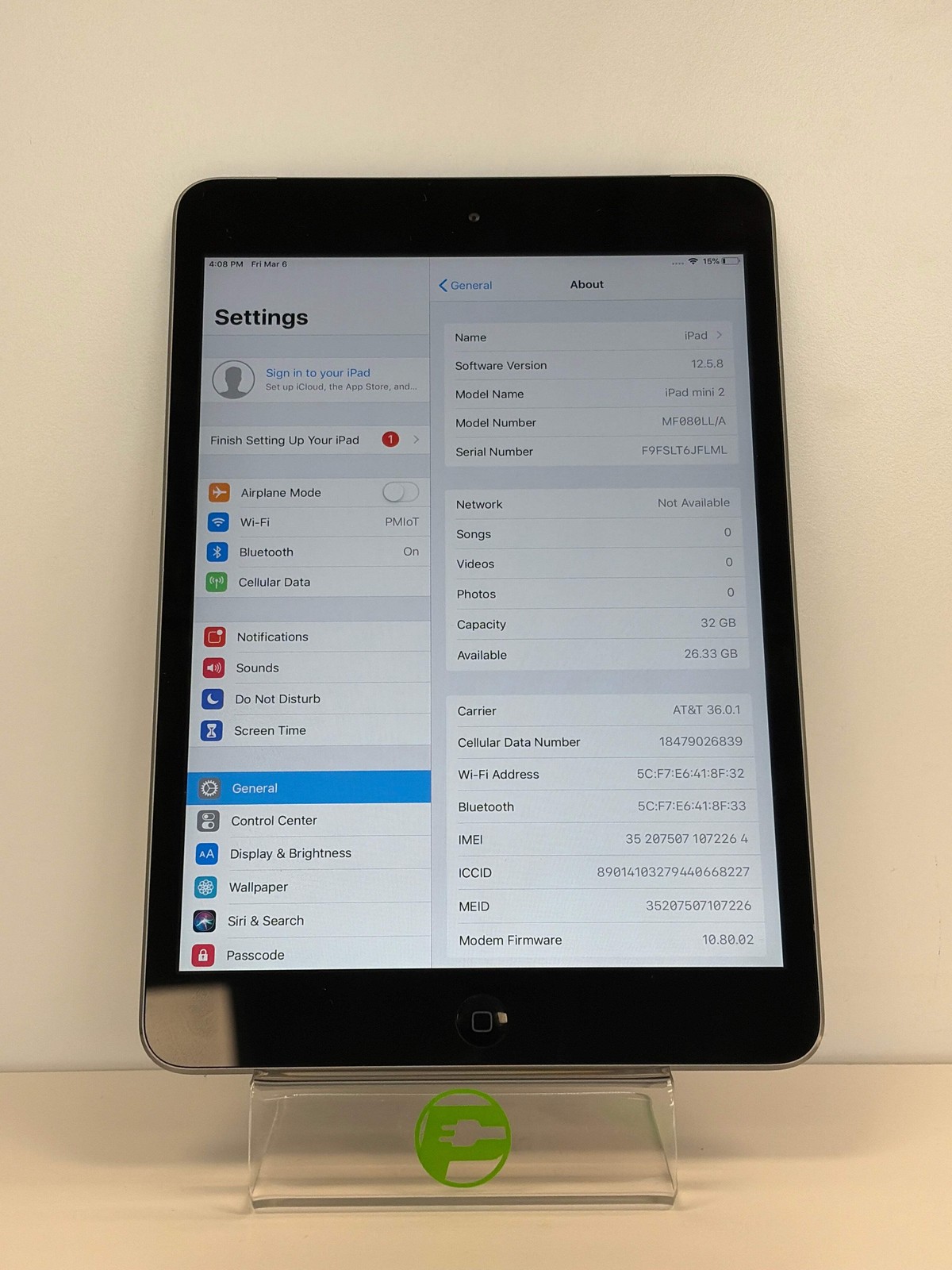 Unlocked Apple iPad Mini 2nd Gen 32GB (iOS 12.5.8) Space Gray MF080LL/A